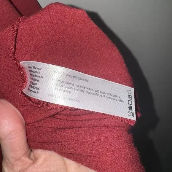 Eileen Fisher Women Tunic Top Dress Sz 2X Burgundy Red Scoop Neck Short Sleeve - Picture 8 of 9